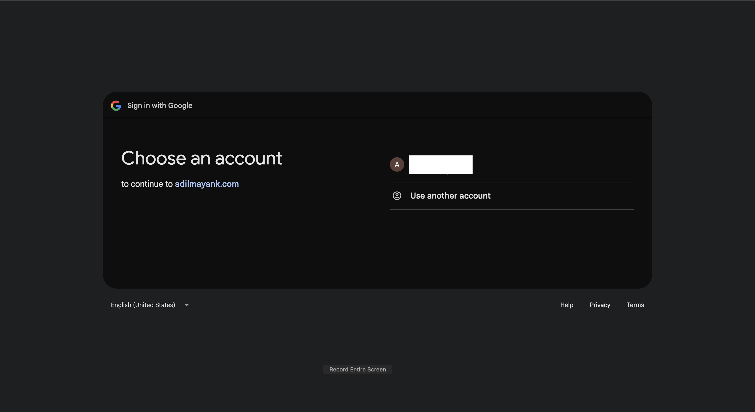 Google sign in screen